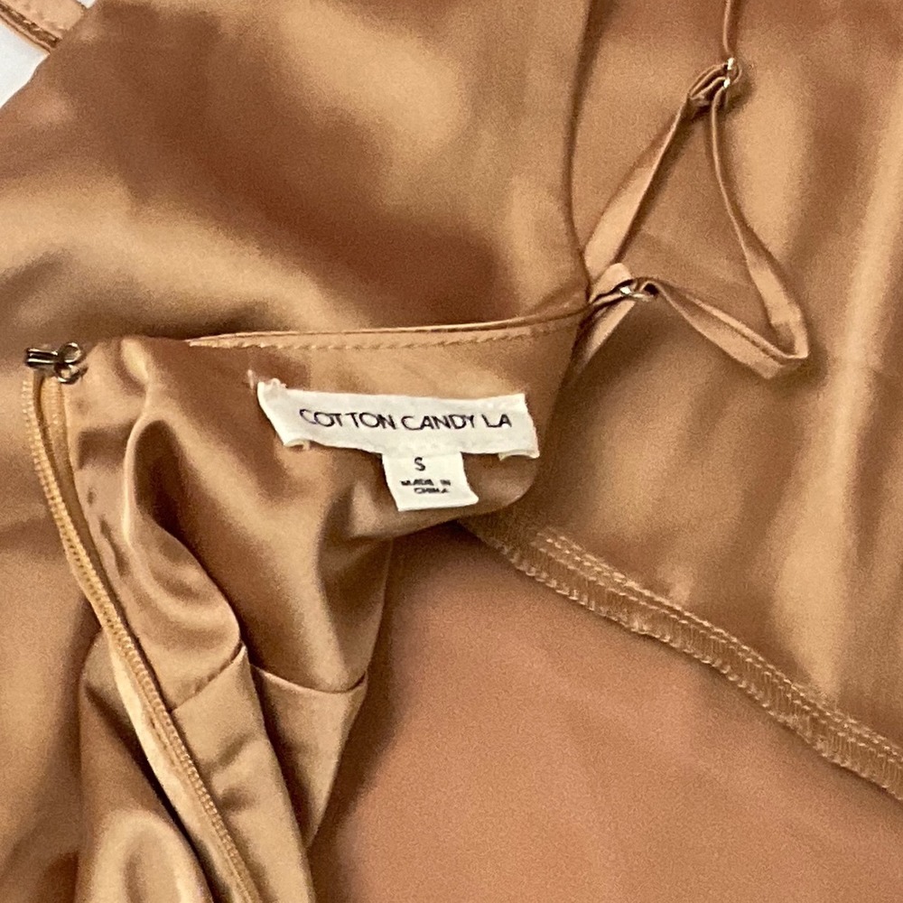 Cotton Candy LA Satin Wrap Dress Womens Small Rose Gold - Picture 6 of 11